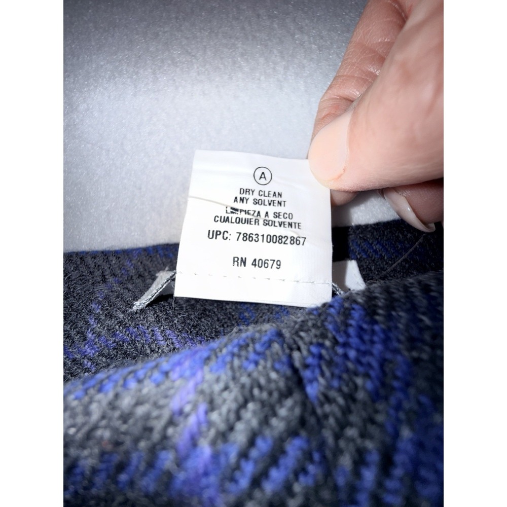 Harve Benard Sport Size 8 Grey Blue Purple Plaid Pencil Skirt 100%‎ Wool Fringe - Picture 5 of 11
